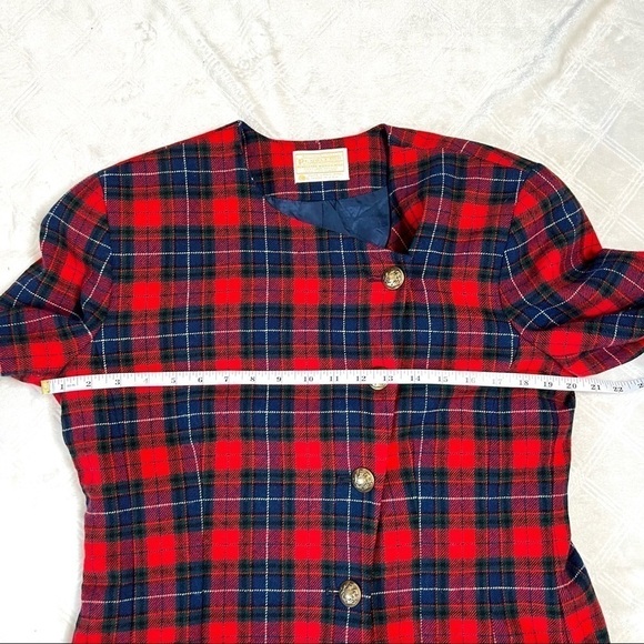 Vintage 80’s Pendleton Wool Plaid Suit Coat Tartan Hunting Blazer Jacket Size 8 - Picture 11 of 13